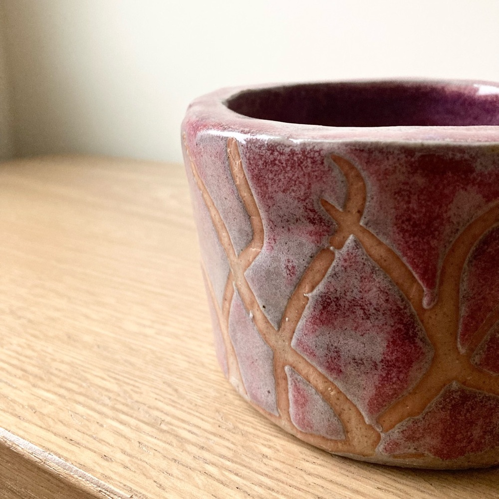 studio pottery rustic wabi sabi bowl rose pink handmade ceramic dish imperfect - Picture 3 of 10